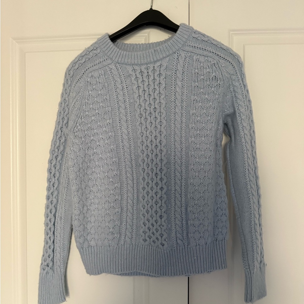 J. Crew Soft Blue Cable Knit Sweater